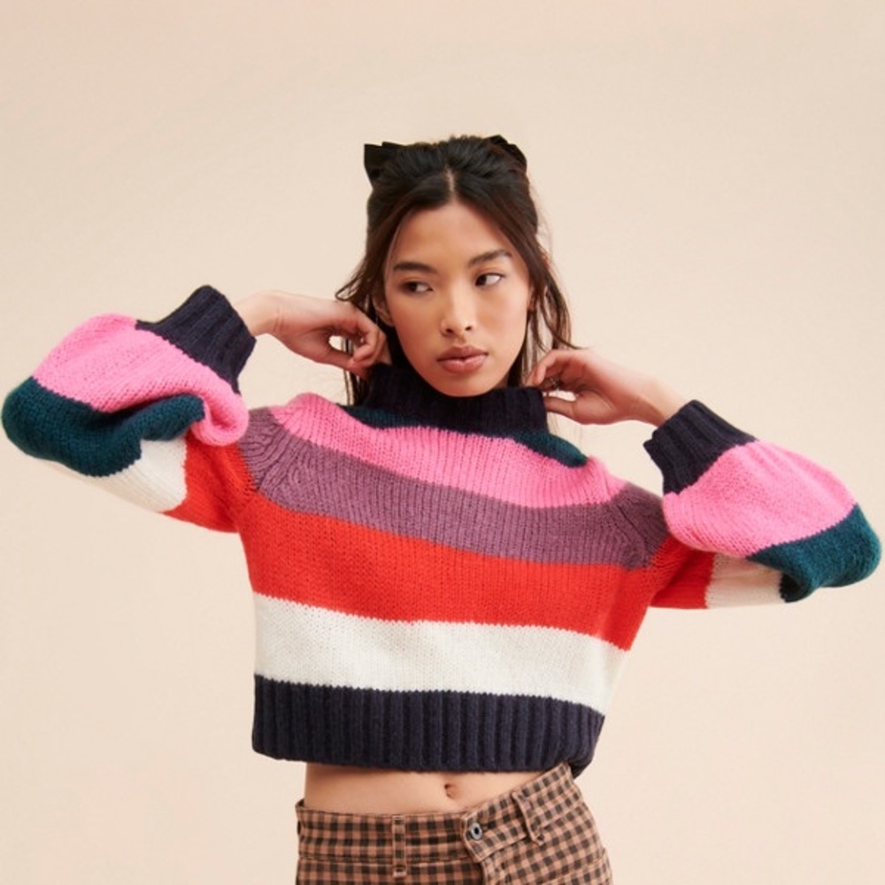 ROLLA'S Pink and Gray Knit Sweater